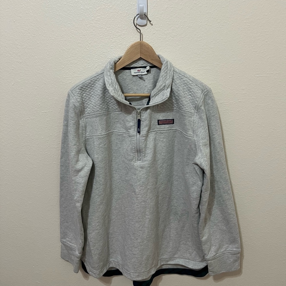 Vineyard Vines Gray Quilted Pullover